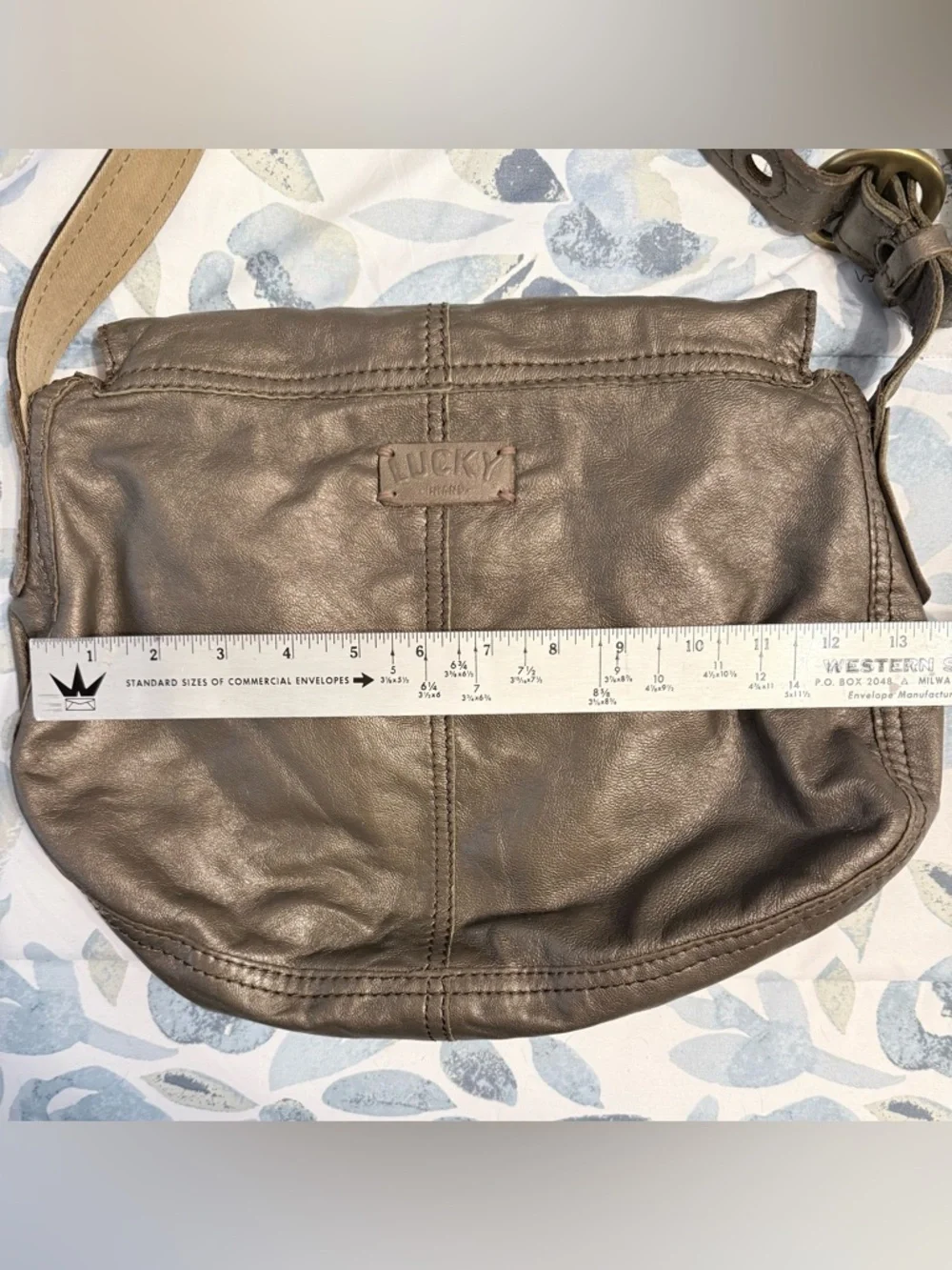 Lucky Brand Metallic Taupe Leather Shoulder Bag